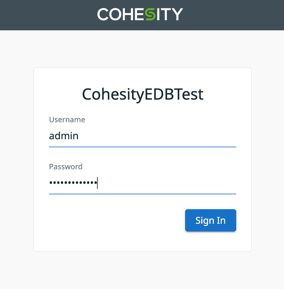 Cohesity Login Credentials